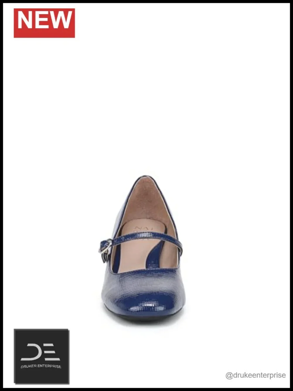 Women's Mary Jane Pumps - Patent PU Block Heel Round Toe Adjustable Strap